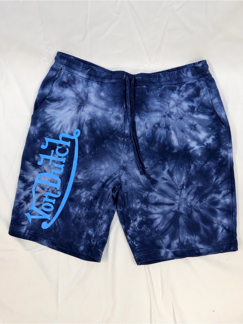 Von Dutch Men’s Blue Tie-Dye Drawstring shorts New without tags LARGE